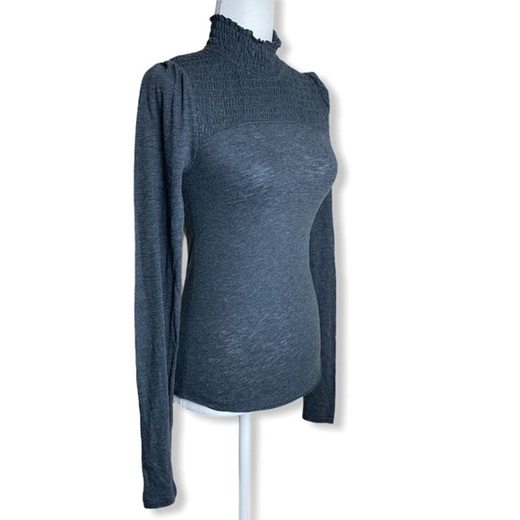 Free People Caroline Smocked Turtleneck Top Sz S - Picture 4 of 10